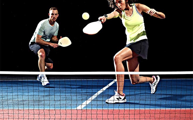 Two Person Playing Pickleball