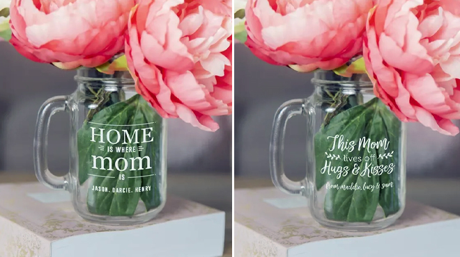 Two Personalized Mason Jar Vase