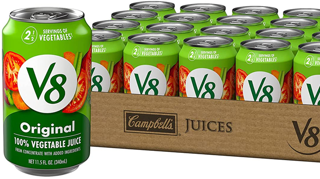 V8 Original 100 Vegetable Juice in a tray