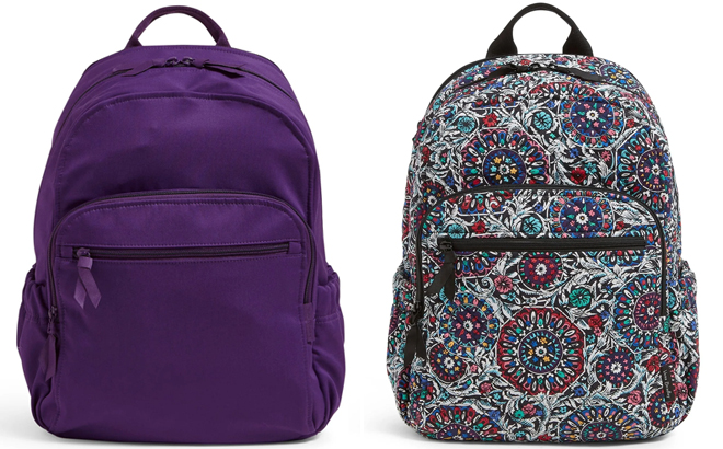 Vera Bradley Elderberry and Stained Glass Medallion Campus Backpack