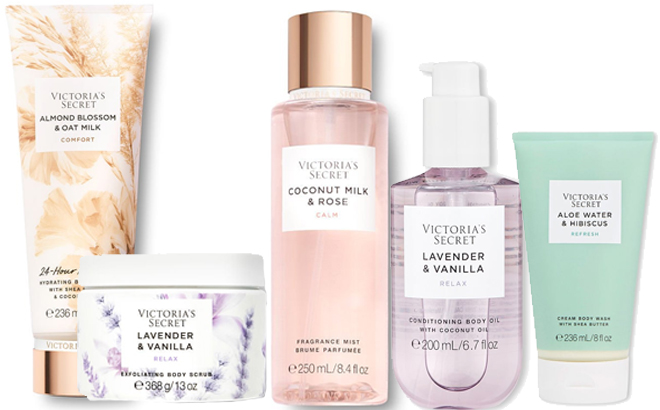 Victorias Secret Natural Beauty Lotion Body Scrub Mist Conditioning Body Oil and Moisturizing Cream Cleanser