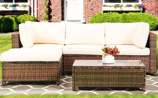 Wicker Patio Sectional Seating 3 Piece Set