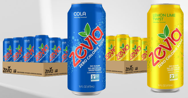 Zevia Zero Calorie Soda Cola annd Lemon Lime Twist