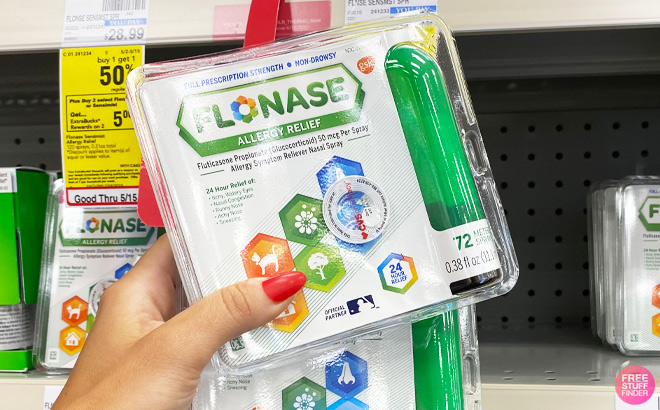 a Hand Holding Flonase Allergy Relief Nasal Spray