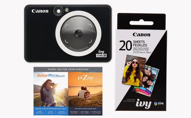 canon ivy cliq 2 instant camera printer with 30 sheets