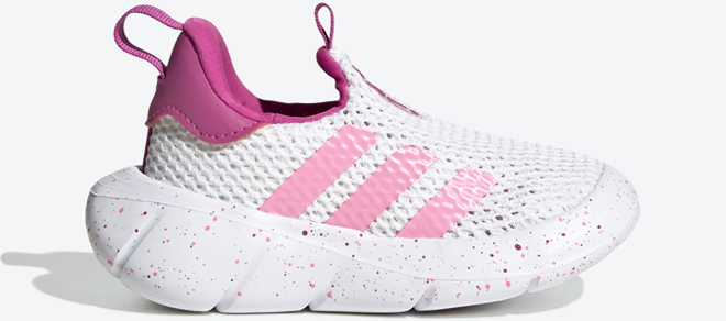 Adidas Kids Monofit Slip on Shoes in Cloud White and Fuchsia Color