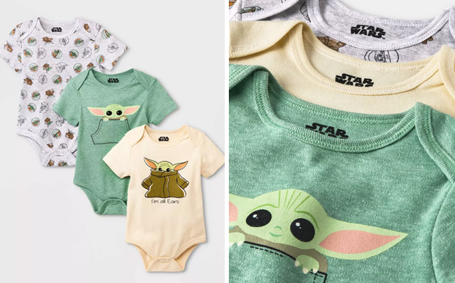 Baby Boys 3pk Lucasfilm Baby Yoda Bodysuit