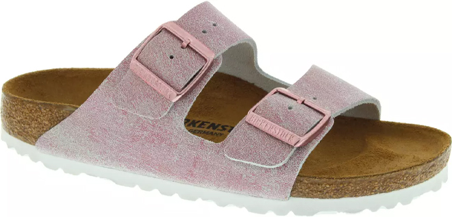 Birkenstock Womens Arizona Washed Metallic Sandals in Pink