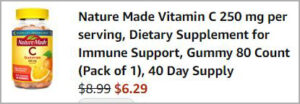 Checkout page of Nature Made Vitamin C 250 mg Gummies 80 Counts