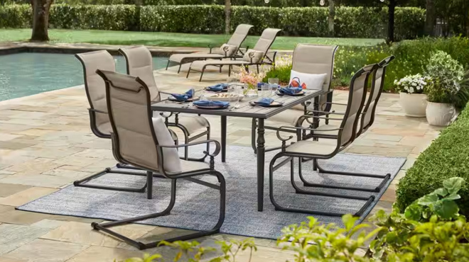 Hampton Bay 7 Piece Metal Rectangle Outdoor Dining Set