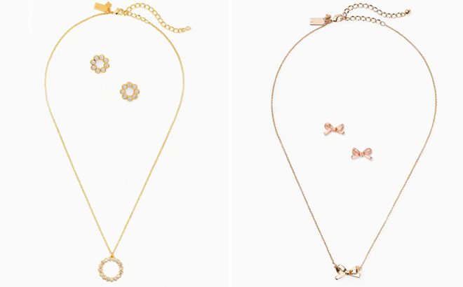 Kate Spade Full Circle Mini Pendant Necklace Studs Bundle and Skinny Mini Pendant Necklace Studs Bundle