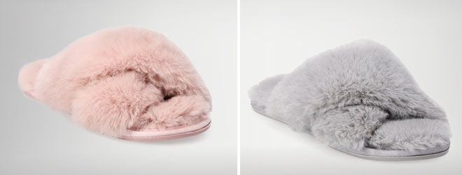 LC Lauren Conrad Womens Faux Fur Slide Slippers