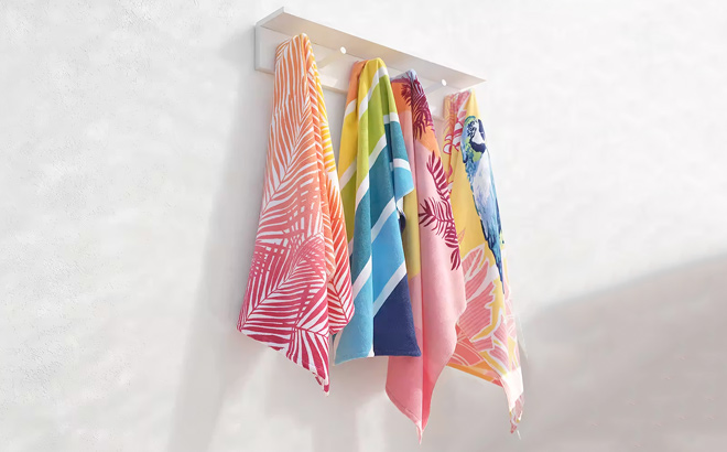 Outdoor Oasis Printed Warm Ombre Leaves Beach Towels and other towels