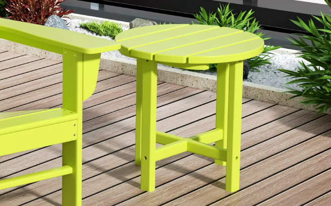 Outdoor Patio Round Poly Adirondack Side Table