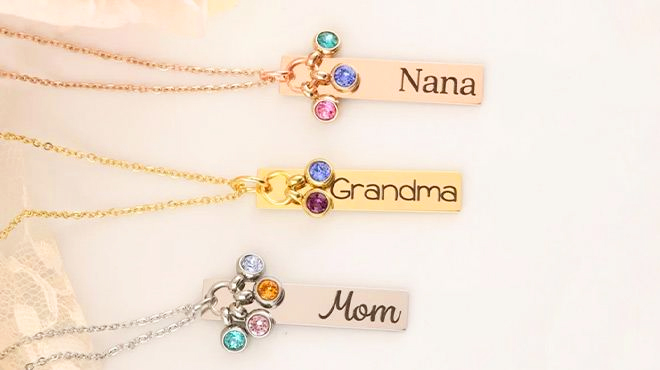 Personalized Birthstone Necklaces with Names