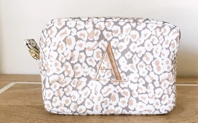 Personalized Snow Leopard Cosmetic Bag