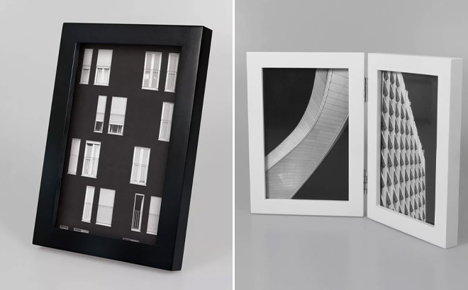 Room Essentials Black Thin Frame and Made by Design Thin Hinged 2 Photo Frame