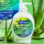 Softsoap Soothing Clean Liquid Hand Soap next to Refill Bottle