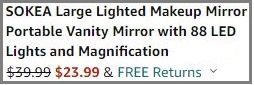 Sokea Large Portable Vanity Mirror Checkout Summary at Amazon