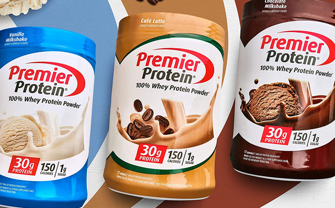 Three Premier Protein Powder in Different Flavors