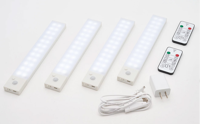 4 Rechargeable Motion Sensor 10-Inch LED Lights