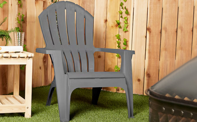 Adams Patio Stackable Charcoal Plastic Adirondack Chair