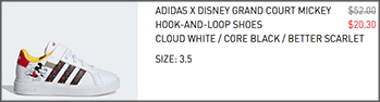 Adidas x Disney Kids Grand Court Mickey Shoes Checkout Screenshot