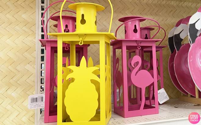 Ashland Pineapple and Flamingo Metal Lanterns