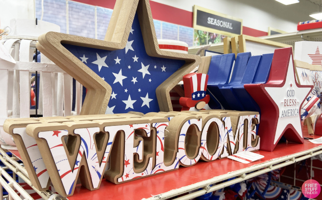 Ashland Red White Blue Welcome Tabletop Sign