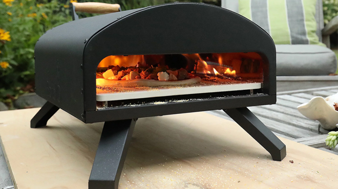 Bertello Outdoor Wood and Gas Pizza Oven Black