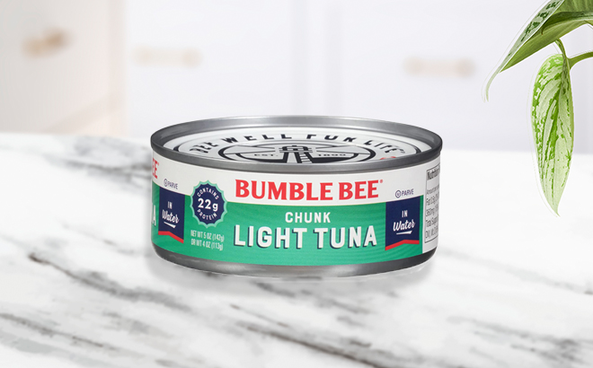 Bumble Bee Chunk Light Tuna In Water on Kitchen Counter