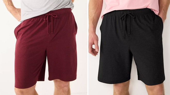 Burg Heather Color and Black Color of Sonoma Goods For Life Mens Pajama Shorts