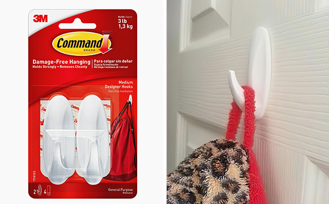 Command Medium Designer Hooks White 2 Hooks