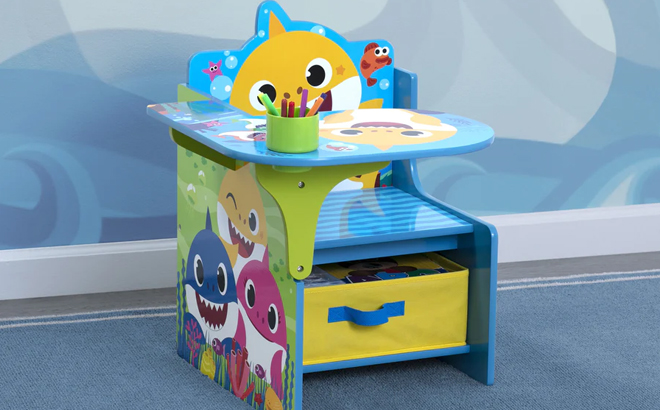 Delta Children Baby Shark Chair Desk with Storage Bin