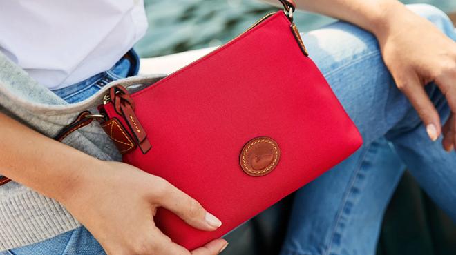 Dooney Bourke Nylon Crossbody Pouchette in Red Color