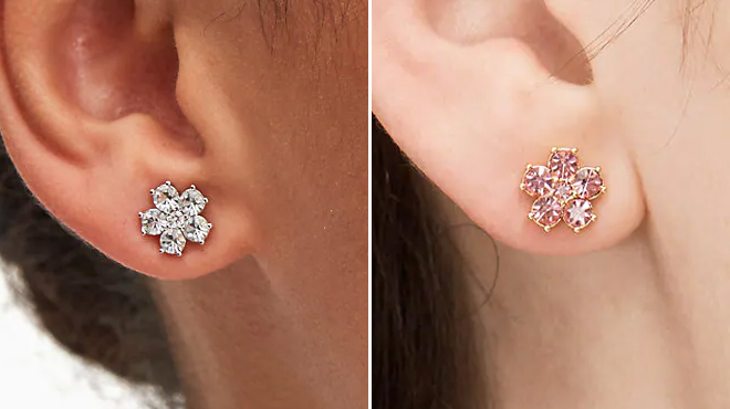 Ear showing Kate Spade Flower Studs