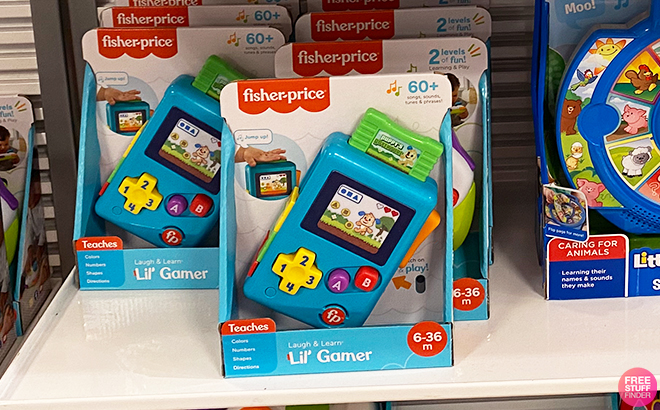 Fisher Price Lil Gamer Pretend Video Game Toy on a Shelf