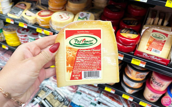 Hand Holding Parrano Originale Cheese at Walmart