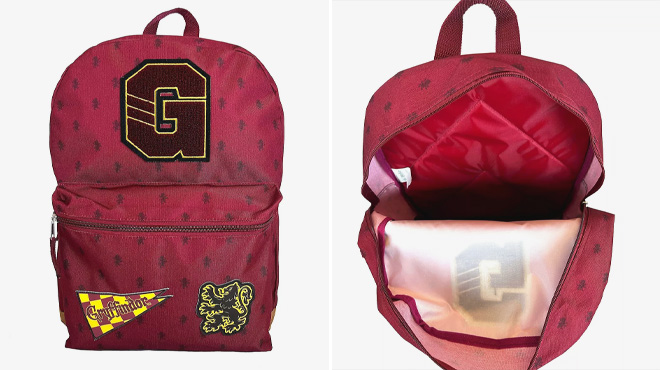 Harry Potter Gryffindor Backpack Front and Top View