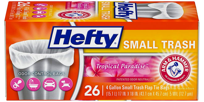 Hefty Trash Bags Garbage Bags Flap Tie Tropical Paradise Scent Small 4 Gallon 26 Count