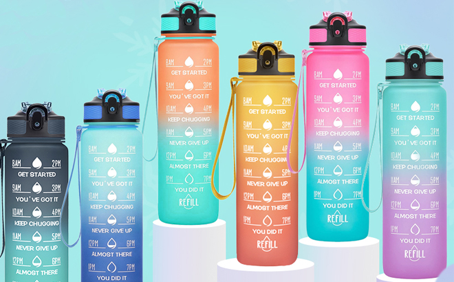 32oz Motivation Water Bottle with time Marker