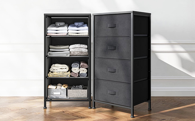 Linsy Home Black Dresser with 4 Drawers