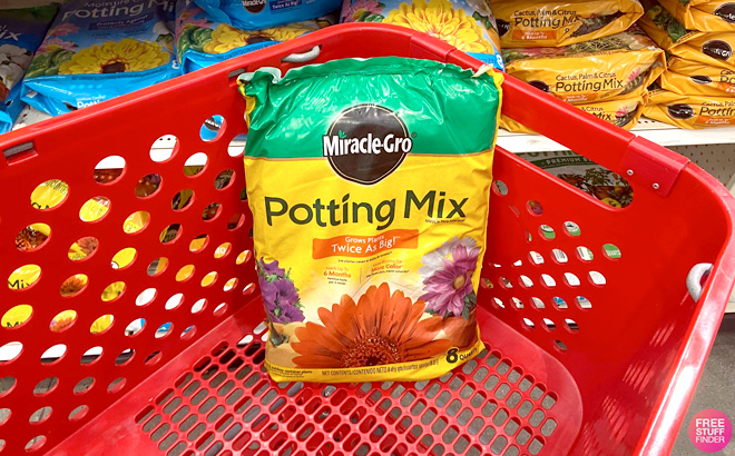 Miracle Gro Potting Mix in a Target Cart