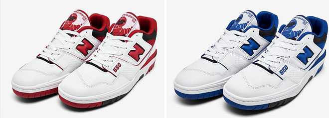 New Balance 550 Mens Shoes in White Red and White Blue Colors