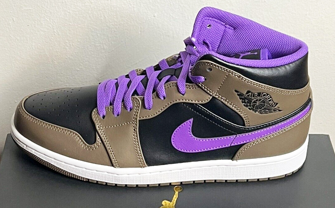 Nike Air Jordan 1 Mid Kids Shoes in Palomino Wild Berry White Colro