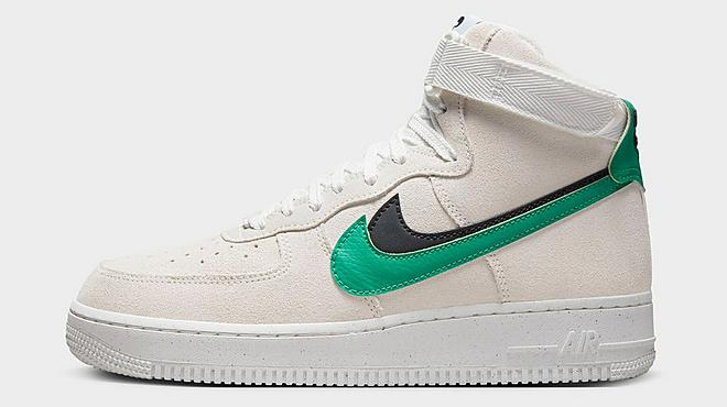 Nike Womens Air Force 1 HI SE in Summit White Neptune Green