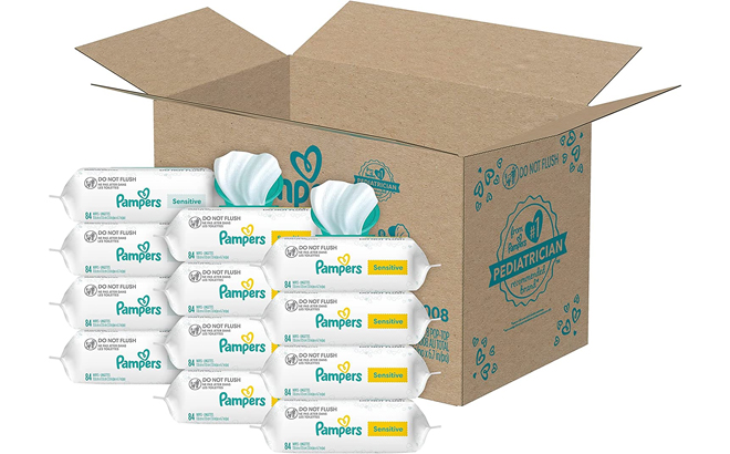 Pampers Sensitive Fragrance Free Baby Wipes Box