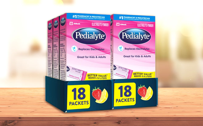 Pedialyte Electrolyte Powder Packets 36 Pack on a Table 1