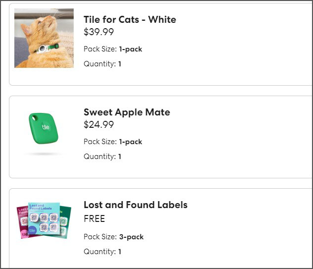 Sweet Apple Mate and Tile for Cats Checkout Screen