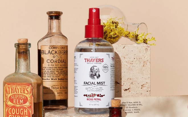 Thayers Products Overview with Thayers Facial Mist in the Middle